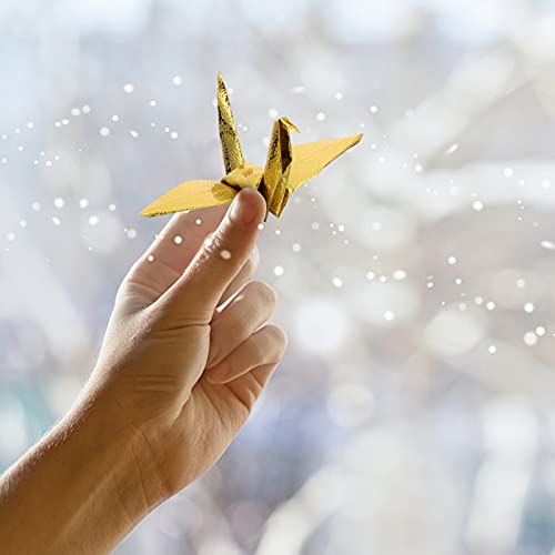 NUOBESTY 100 unidades de papel de origami dorado brillante hecho a mano, papel metálico para manualidades, álbum de recortes, papel de fondo cuadrado para niños, manualidades