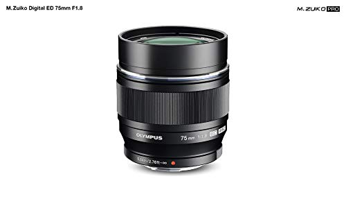 Objetivo Olympus M.Zuiko Digital ED 75 mm F1.8, longitud focal fija rápida, apto para todas las cámaras MFT (modelos Olympus OM-D & PEN, serie G de Panasonic G), negro