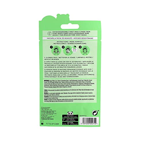 Oh K! - Mascarilla Facial de Aguacate - Nutritiva - Hidrata la Piel - Aporta Firmeza y Elasticidad al Rostro - Mascarillas Coreanas - Con Peonía y Centella Asiática - No Testada en Animales