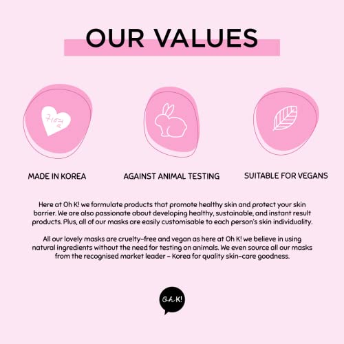 Oh K! - Mascarilla Facial de Aguacate - Nutritiva - Hidrata la Piel - Aporta Firmeza y Elasticidad al Rostro - Mascarillas Coreanas - Con Peonía y Centella Asiática - No Testada en Animales