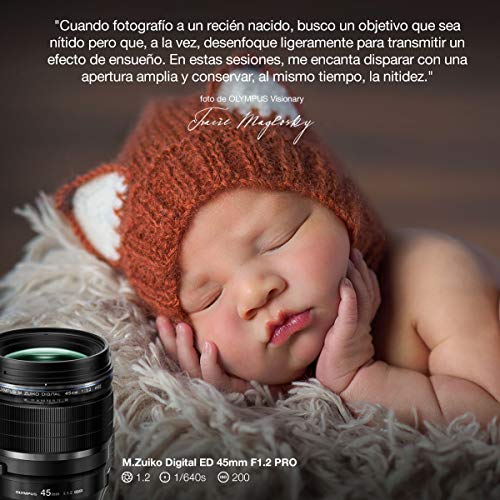 Olympus Objetivo M.Zuiko Digital ED 45 mm F1.2 Pro, Longitud Focal Fija Rápida, Apto para Todas Las Cámaras MFT, Modelos Olympus OM-D & Pen, Serie G de Panasonic, negro