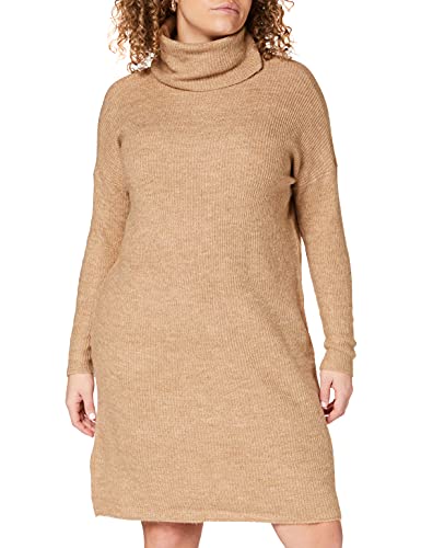 Only Onljana L/s Cowlneck Dress Wool Knt Vestido, Marrón (Indian Tan Detail: W. Melange), 42 (Talla del Fabricante: Large) para Mujer