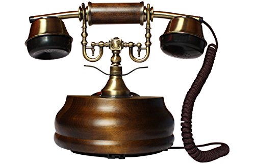 OPIS 1921 Cable - Modelo A - télefono Retro/telefono Fijo Vintage de Madera y Metal con Disco de marcar y Campana metálica