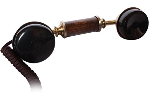OPIS 1921 Cable - Modelo A - télefono Retro/telefono Fijo Vintage de Madera y Metal con Disco de marcar y Campana metálica