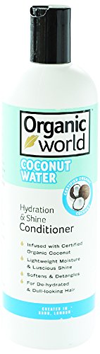 Orgánica Mundial 475 ml coco Agua Hidratación y brillo Weightless Acondicionador de Cabello para desenredar para aburrido pelo