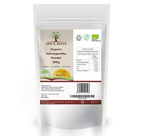 Orgánico Polvo de Ashwagandha 200g (Bio Ashwagandha Powder) - Orgánico Certificado | Ayurveda | Bio | Vegano