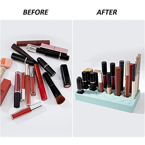 Organizador de Lápiz Labial Estante de Exhibición Cosmético Silicona Soporte para Expositor de Maquillaje 24 Rejillas