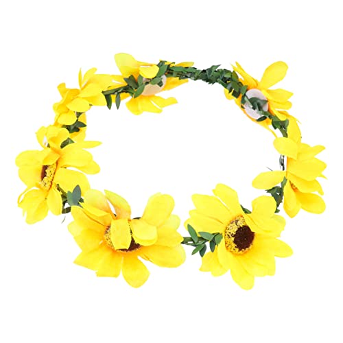 OSALADI Girasol Floral Fall Head Band Band Crochet Trenza Cabello Ajustable Flor Diadema Hermosa Sweety Decorativo Decorativo Respiración Festivales de Novia Pein Band