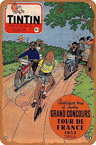 OSONA Tintin Grand Concours Tour De France 1953 Retro nostálgico arte tradicional color óxido logotipo de lata publicidad llamativa decoración de la pared regalo