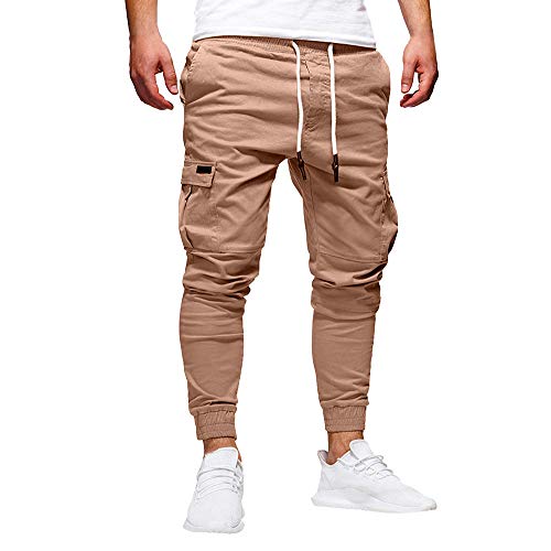 Overdose Pantalones Hombre Pantalón Deportivo De Color Puré con Vendaje Casual Pantalones Sueltos con Cordón Pantalon Baggy Hombre Original