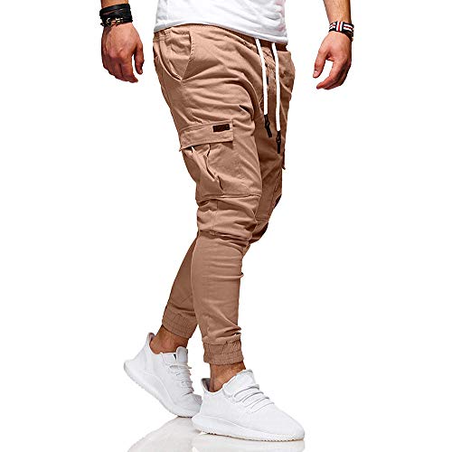 Overdose Pantalones Hombre Pantalón Deportivo De Color Puré con Vendaje Casual Pantalones Sueltos con Cordón Pantalon Baggy Hombre Original