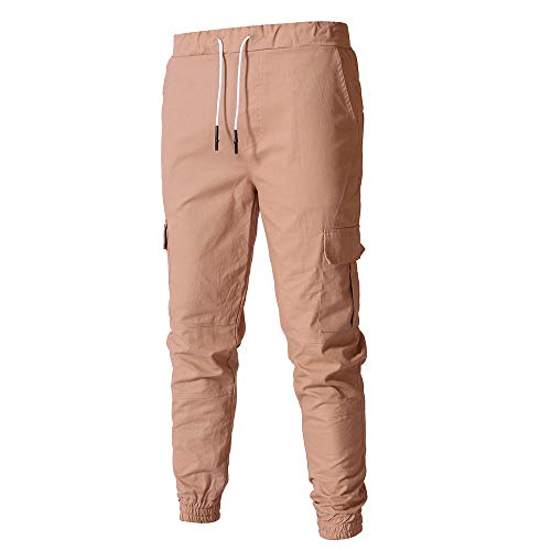 Overdose Pantalones Hombre Pantalón Deportivo De Color Puré con Vendaje Casual Pantalones Sueltos con Cordón Pantalon Baggy Hombre Original