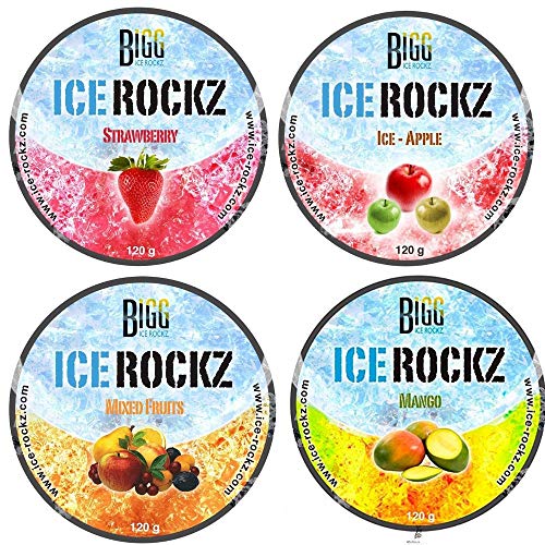 PACK 4 Bigg Ice Rokz Piedras Para Sisha Fresa Manzana Mango Macedonia (4 x 120g)