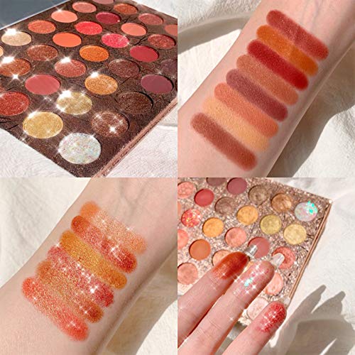 Paleta de sombras de ojos de 35 colores, paleta de maquillaje metálica mate y brillante, kits de maquillaje de sombra de ojos altamente pigmentados a prueba de agua