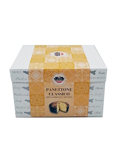 PANETTONE CLÁSICO SICILIANO 850 GR. con almendras y preciosa fruta confitada Made in Italy