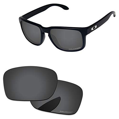 PapaViva Lentes de repuesto para Oakley Holbrook XL OO9417, Negro Gris - Polarizado.,