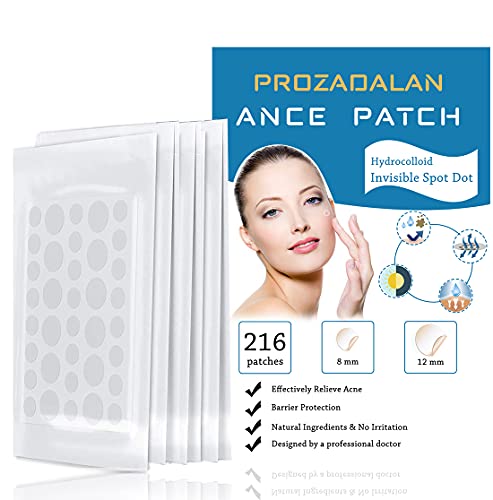 Parches de acné, 216 piezas invisibles hidrocoloides absorbentes parches de acné, tratamientos de acné, parches de acné, parches de curación para el acné facial, tratamiento del acné cuidado del acné