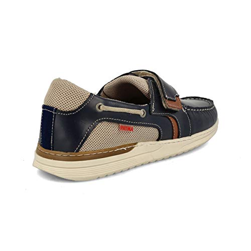 PAYMA - Zapatos Casual Sport Hombre de Piel. Náuticos Deportivos. Plantilla e Interior Acolchado. Piso de Goma. Tallas Grandes 45 46 47. Cierre Cordones o Velcro. Color: Azul Velcro; Talla: EU 41