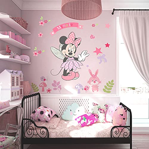Pegatinas Infantiles Pared-Miotlsy Minnie Pegatinas Decorativas Pared, Vinilos Infantiles Niña, Stickers Pared Dormitorio Calcomanias para dormitorio de bebé y niños