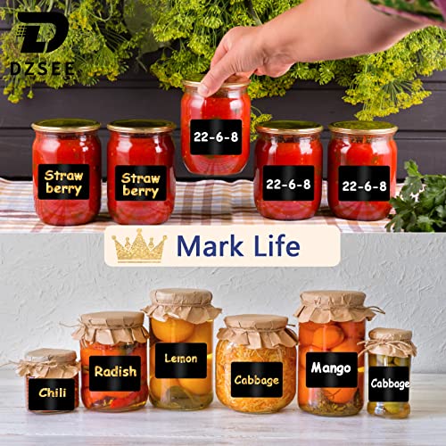 Pegatinas Pizarra 180 pz, DZSEE®Reutilizable de Etiquetas para Frascos, Retirable de Etiquetas Pizarra Adhesivas, Etiquetas para Especias de Etiquetas, Frascos de Mermelada y Tarros de Albañil
