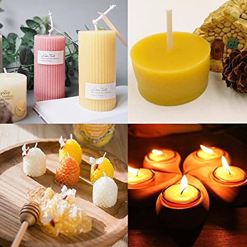 Pellets de cera de abejas orgánica, 500 g, perlas de cera de abeja, pastillas, triple filtrada, ideal para cosméticos y velas, 100% pura y natural (amarillo)