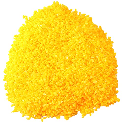 Pellets de cera de abejas orgánica, 500 g, perlas de cera de abeja, pastillas, triple filtrada, ideal para cosméticos y velas, 100% pura y natural (amarillo)