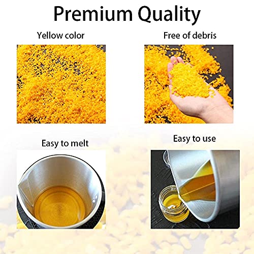 Pellets de cera de abejas orgánica, 500 g, perlas de cera de abeja, pastillas, triple filtrada, ideal para cosméticos y velas, 100% pura y natural (amarillo)