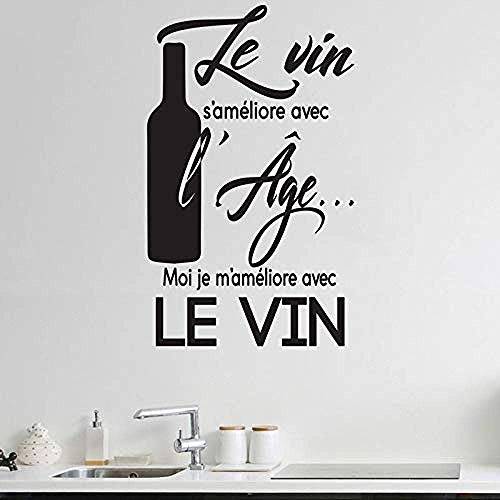 Personalidad francesa Vino Slogan Restaurante Cocina Vinilo Aplique Adhesivo Cocina Restaurante Adhesivo Pared Adhesivos Pared Casa y Jardín 57x94 cm