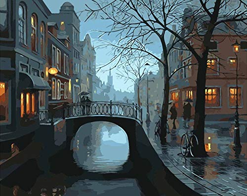 Pintura al óleo DIY por números paisaje decoración del hogar pintura acrílica para colorear adultos por números Venecia regalo pintado a mano A4 60x80cm