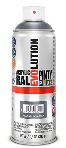 PINTYPLUS EVOLUTION 631 Pintura Spray Acrílica Brillo 520cc Iron Grey Ral 7011, Gris, 300 g (Paquete de 1)