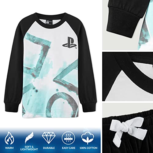 PlayStation Pijama Niño, Pijamas Niños con Pantalon Negro y Camiseta de Manga Larga, Ropa Niño de Dormir 100% Algodon, Regalos para Niños y Adolescentes Edad 7 a 15 Años (13-14 años)