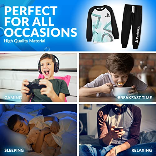 PlayStation Pijama Niño, Pijamas Niños con Pantalon Negro y Camiseta de Manga Larga, Ropa Niño de Dormir 100% Algodon, Regalos para Niños y Adolescentes Edad 7 a 15 Años (13-14 años)