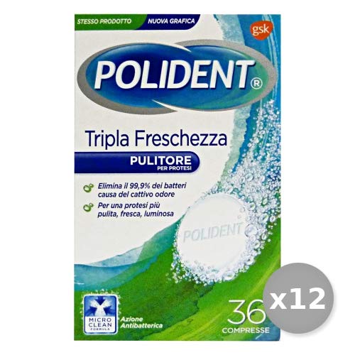 Polident Juego de 12 Comprimidos triparazione La Fresca X 36 Piezas Productos para el Rostro, Multicolor, única