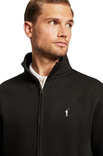 POLO CLUB Sudadera Negra con Cremallera y Logo Bordado