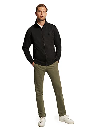 POLO CLUB Sudadera Negra con Cremallera y Logo Bordado