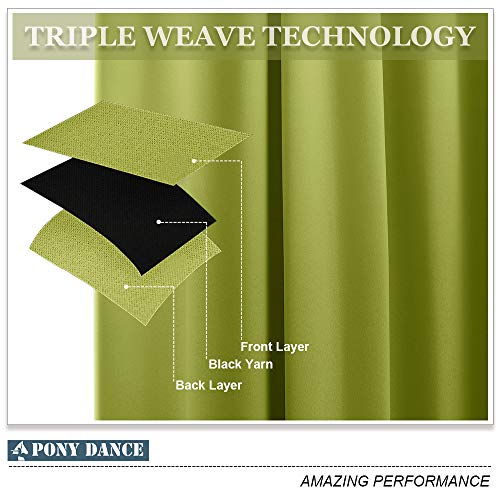 PONY DANCE Cortinas Verde con Trabillas - Cortinas de Navidad Decorativo para Habitación Sala de Estar, 2 Uds, 140 x 245 cm