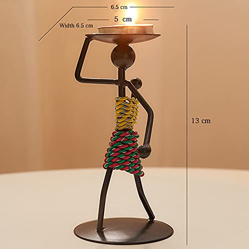 Porta Vela, 2 Piezas Negro Románticos y Vintage Porta Vela, Portavelas en Forma de Niña, Cálido y Sólido, Porta Vela de Diseño Abstracto, Candelabro de Decoración de Fiesta, para Decoración del Hogar