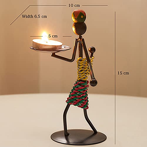 Porta Vela, 2 Piezas Negro Románticos y Vintage Porta Vela, Portavelas en Forma de Niña, Cálido y Sólido, Porta Vela de Diseño Abstracto, Candelabro de Decoración de Fiesta, para Decoración del Hogar