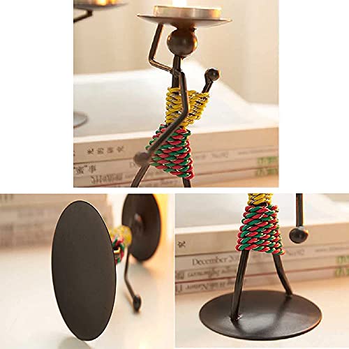Porta Vela, 2 Piezas Negro Románticos y Vintage Porta Vela, Portavelas en Forma de Niña, Cálido y Sólido, Porta Vela de Diseño Abstracto, Candelabro de Decoración de Fiesta, para Decoración del Hogar