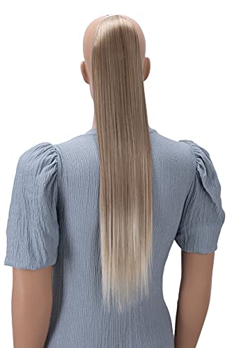 PRETTYSHOP 60cm Postizo Trenza Coleta Extensión De Cabello Liso Mezcla De Rubio Oscuro HC26
