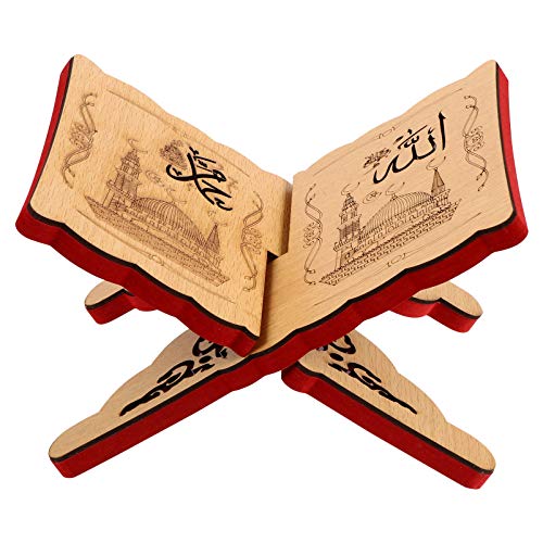 PRETYZOOM Atril plegable de madera con diseño de la Biblia sagrada, para libros de cocina, para oficina, escuela, Eid