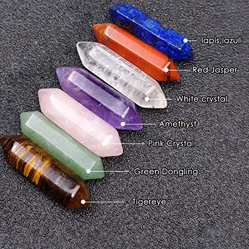 QPY Prisma de Piedra Natural Rugosa de Cuarzo Rosa de Cuarzo Hexagonal de Cristal de Roca Multicolor Puntiagudo, para decoración de Dormitorio de meditación