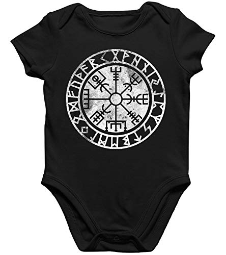 Quattro Formatee Vegvisir Futhark Viking Valhalla Odin Thor Nordmann Wolf - Camiseta y jersey Body para bebé. 6-12 Meses
