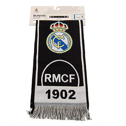 Real Madrid - Bufanda unisex para adulto, color negro
