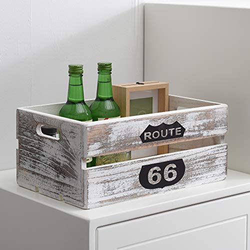 Rebecca Mobili Juego de 4 Cajas de Frutas Estilo Vintage, contenedores Decorativo, Madera de Paulownia, Blanco Shabby, hogar y jardín- Medidas: 15 x 35 x 22 cm (AxANxF) - Art. RE4590