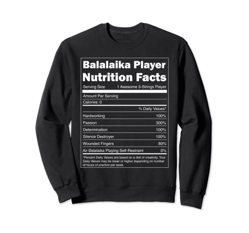 Regalo de música rusa - Información nutricional divertida Jugador de Balalaika Sudadera