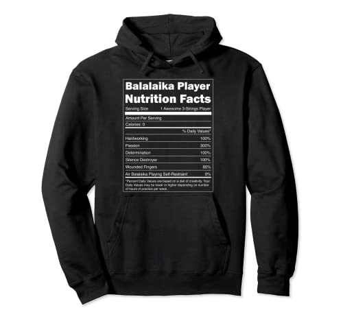 Regalo de música rusa - Información nutricional divertida Jugador de Balalaika Sudadera con Capucha