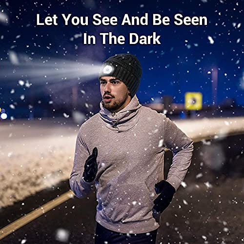 Regalos Originales para Mujer y Hombre Gorro con Luz LED, Regalos Navidad Originales Gorro con Luz, 5 LED Luz Recargable Lavable Cálido Gorro Invierno Hombre y Mujer, Regalos Amigo Invisible LED Gorro