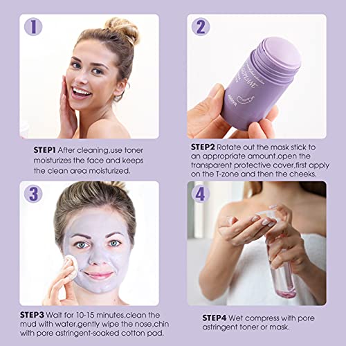 Removedor de Puntos Negros Green Mask Stick, Limpieza Profunda Anti-Acné Green Tea Cleansing Mask, Mascarilla en Barra de Berenjena Blanqueadora Skin Care