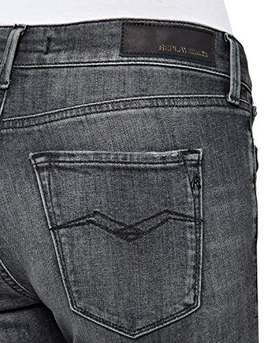 REPLAY Luz High Waist Vaqueros Skinny, Gris (097 Dark Grey), 25W / 30L para Mujer